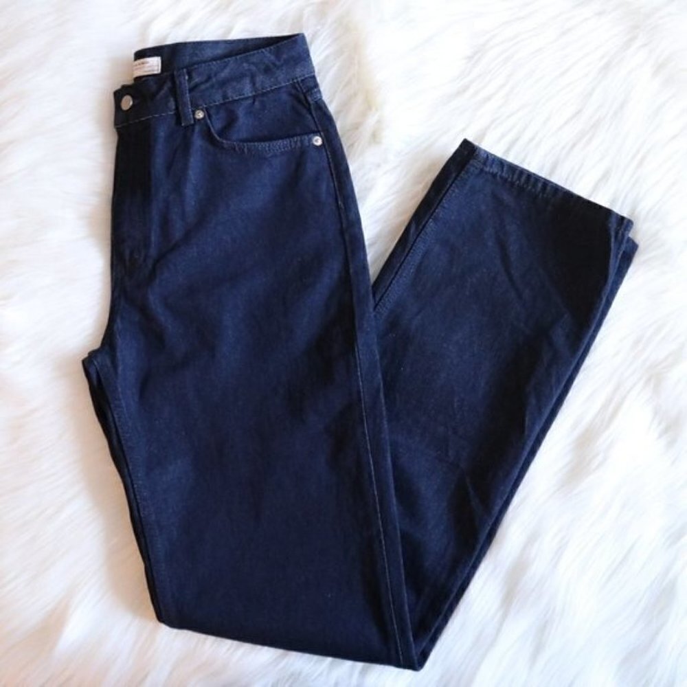 NEW Zara The Heritage Straight Leg Sunset Blue Dark Wash Jeans Size 4 - Picture 2 of 7